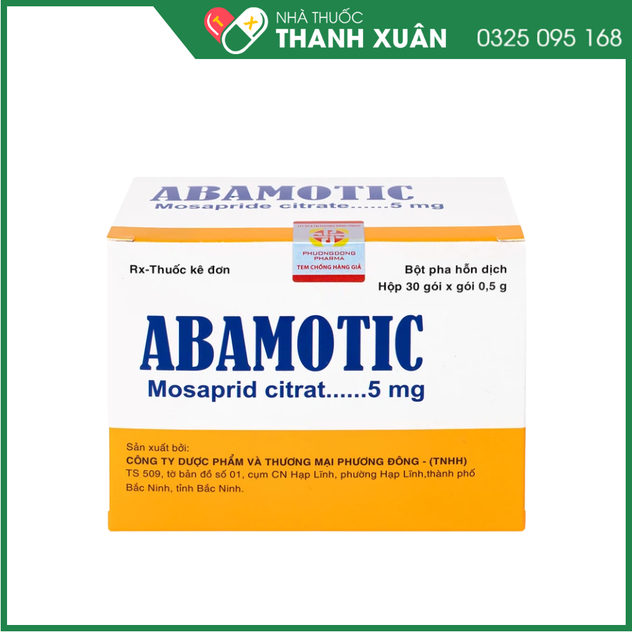 Bột pha uống Abamotic 5mg điều trị các triệu chứng tiêu hóa, viêm dạ dày