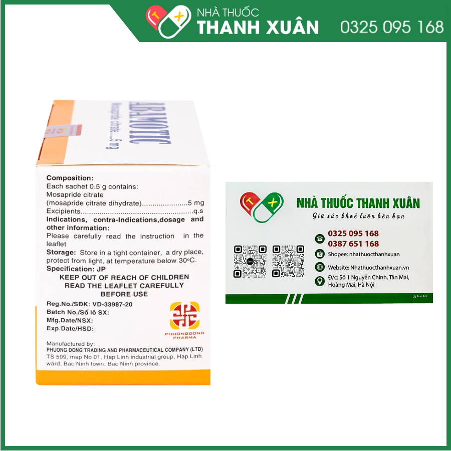 Bột pha uống Abamotic 5mg điều trị các triệu chứng tiêu hóa, viêm dạ dày