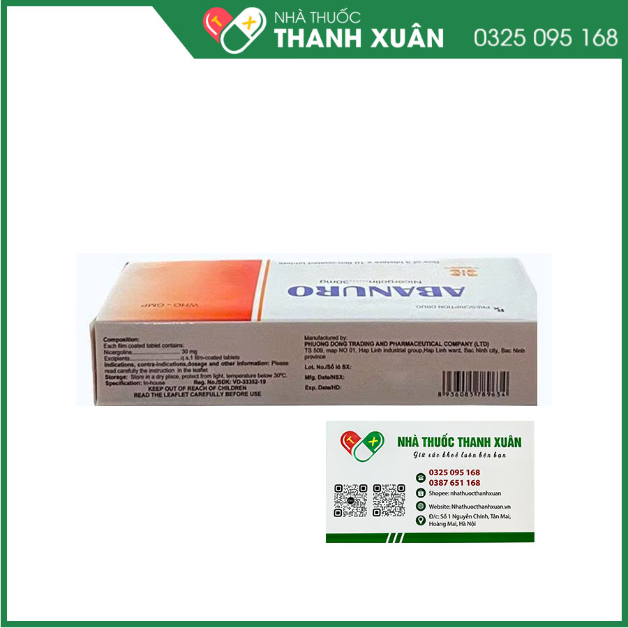 Abanuro thuốc tăng lưu thông mạch máu ngoại vi và não