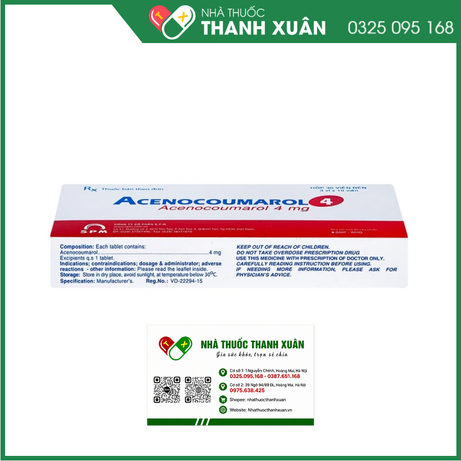 Acenocoumarol 4 SPM phòng và trị bệnh nghẽn mạch