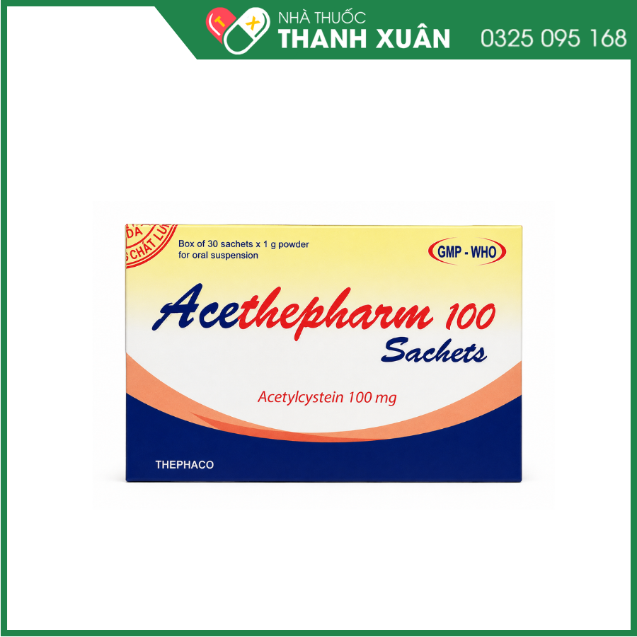 Thuốc Acethepharm 100mg điều trị bệnh lý hô hấp tiêu đờm, giảm nhầy