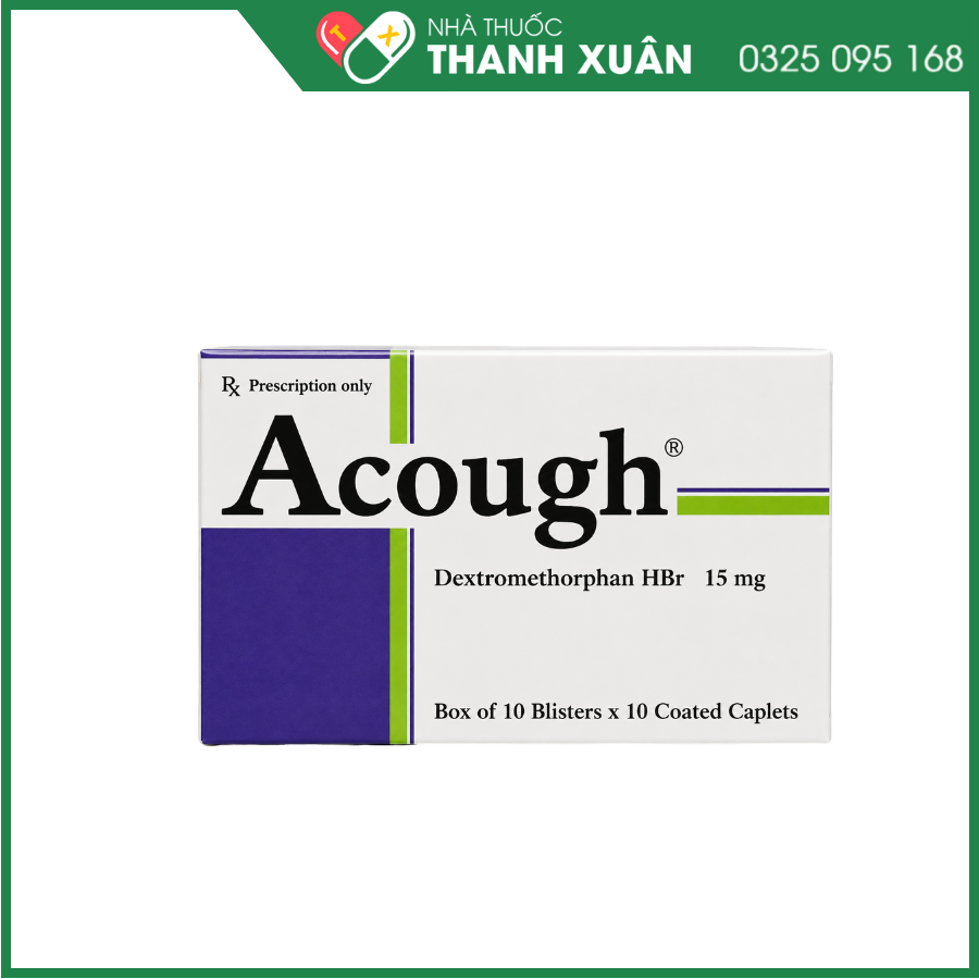 Thuốc làm loãng đờm Acough hộp 10 vỉ x 10 viên