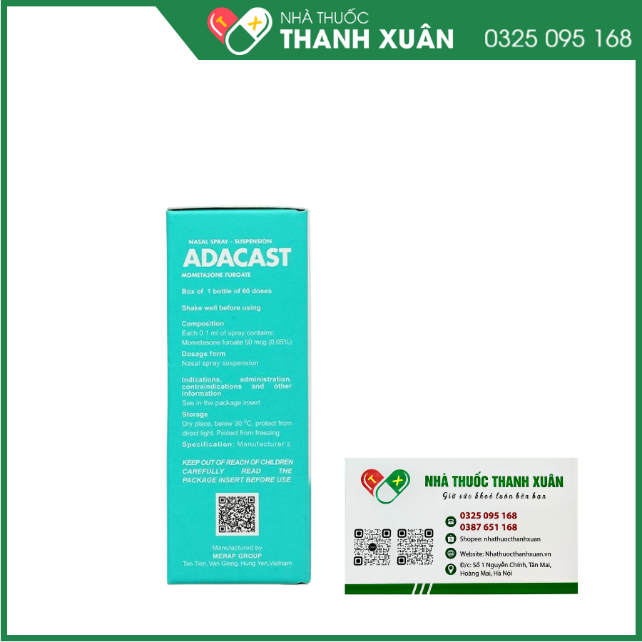 Thuốc xịt mũi Adacast điều trị triệu chứng viêm mũi theo mùa