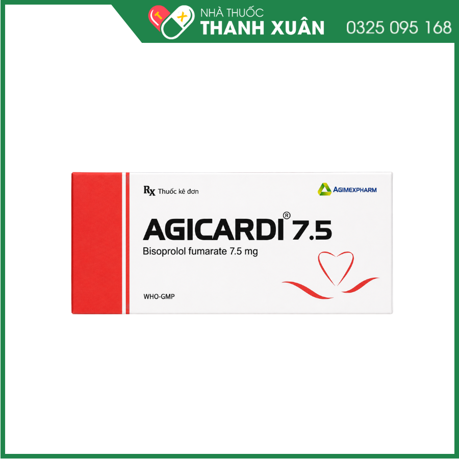 Agicardi 7,5 trị tăng huyết áp, đau thắt ngực ổn định mạn tính, suy tim mạn tính ổn định
