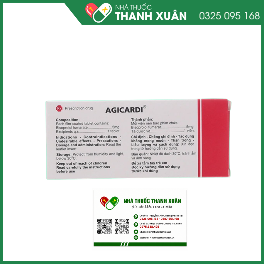 Agicardi 5 điều trị tăng huyết áp, đau thắt ngực, suy tim