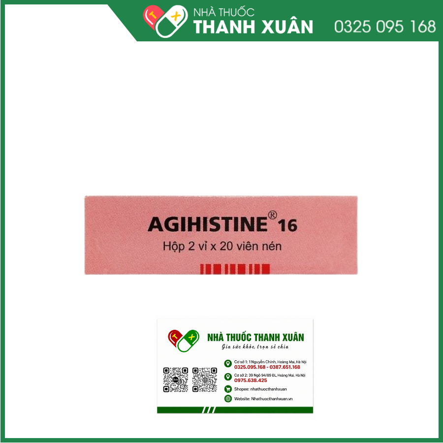 Agihistine 16mg điều trị triệu chứng chóng mặt do tiền đình