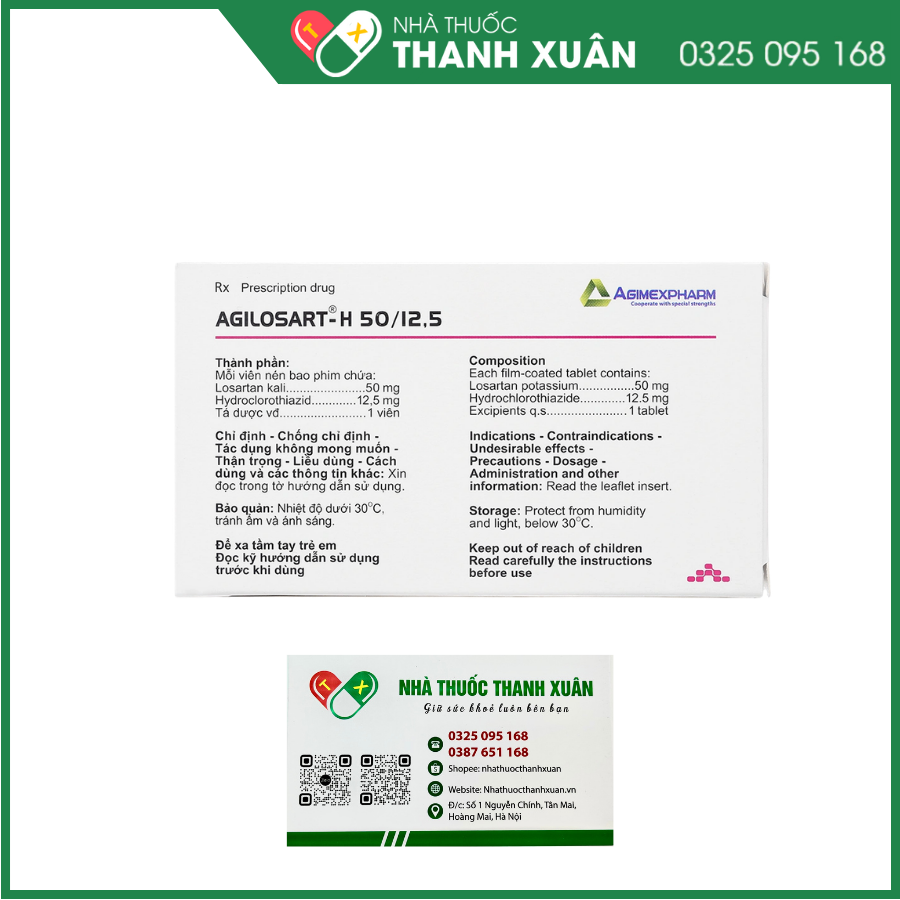 Agilosart-H 50/12.5 trị tăng huyết áp vô căn