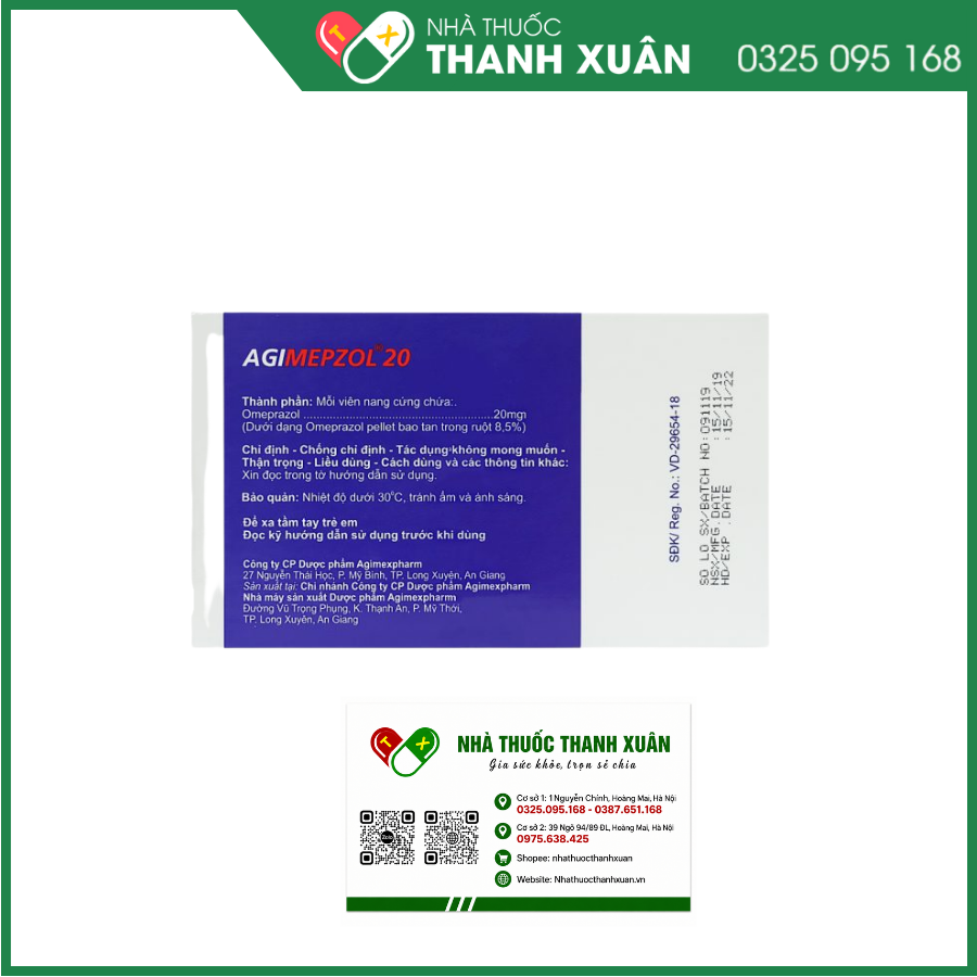 Agimepzol 20 phòng ngừa và điều trị loét dạ dày-tá tràng