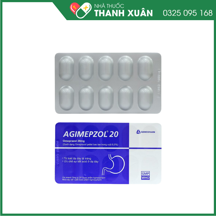 Agimepzol 20 phòng ngừa và điều trị loét dạ dày-tá tràng