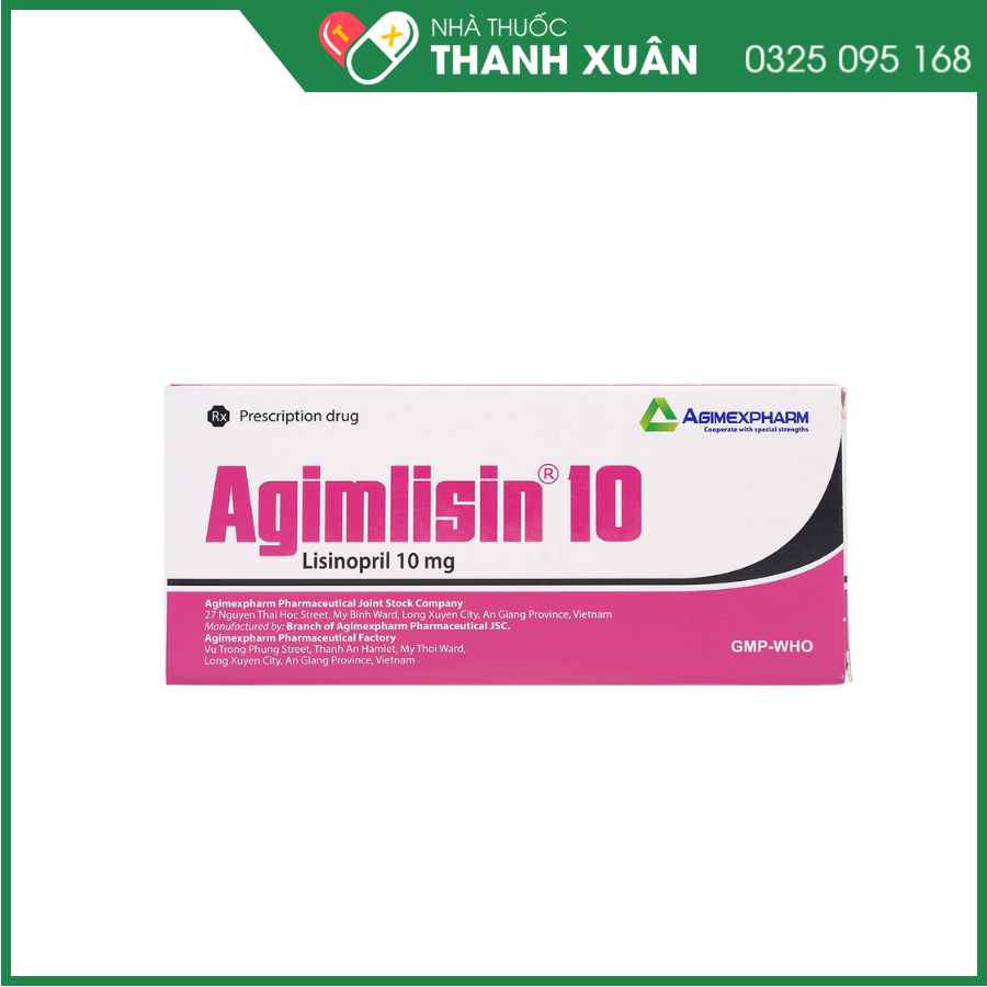 Thuốc Agimlisin 10 Agimexpharm điều trị tăng huyết áp, suy tim