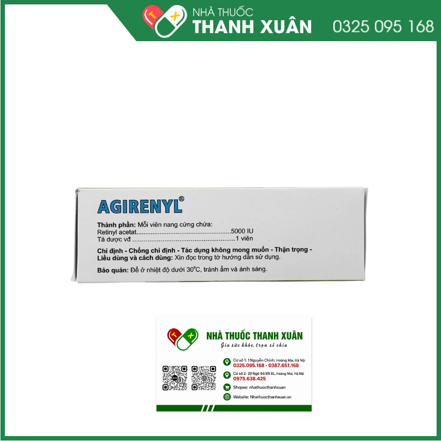Agirenyl dự phòng và điều trị các triệu chứng thiếu vitamin A