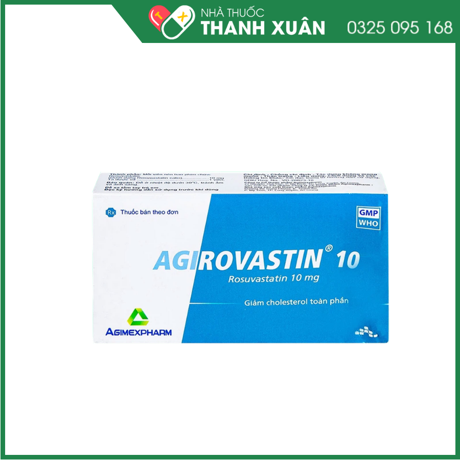 Agirovastin 10 trị tăng cholesterol máu nguyên phát, dự phòng biến cố tim mạch