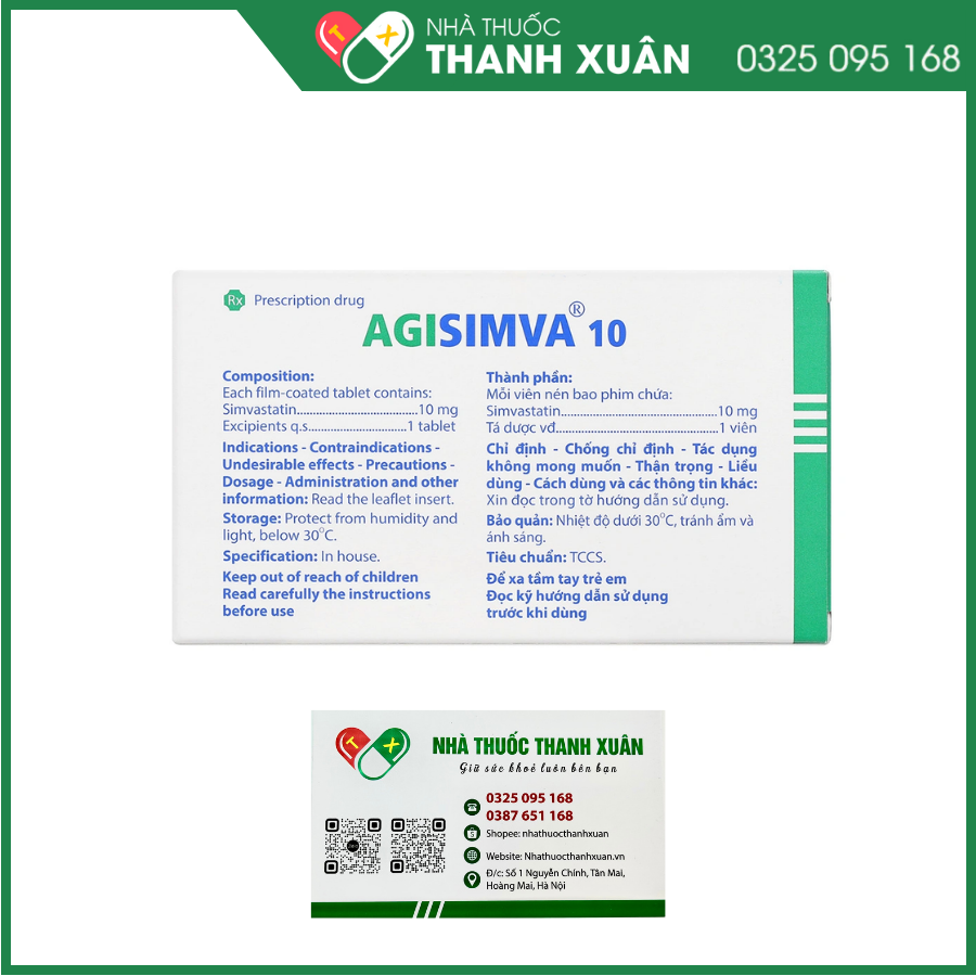 Agisimva 10 trị tăng cholesterol máu, xơ vữa động mạch