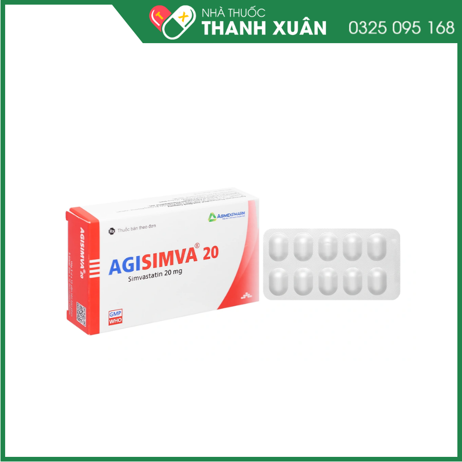 Agisimva® 20mg trị tăng cholesterol máu, làm chậm tiến triển xơ vữa