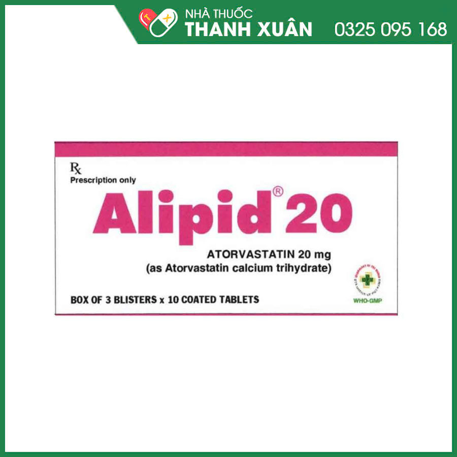 Alipid 20mg thuốc điều trị tăng cholesterol máu và rối loạn lipid