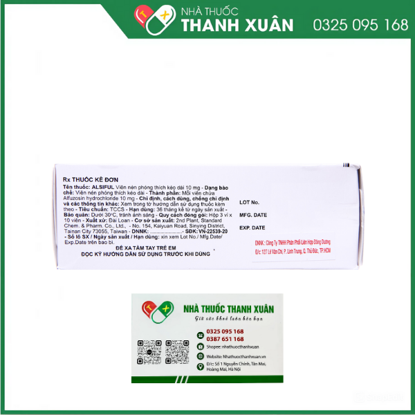 Alsiful S.R Tablets 10mg trị phì đại tuyến tiền liệt