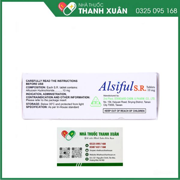 Alsiful S.R Tablets 10mg trị phì đại tuyến tiền liệt