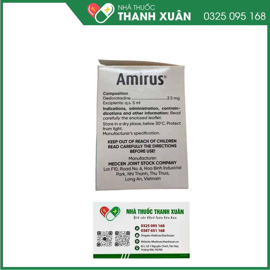 Amirus giảm triệu chứng viêm mũi dị ứng, mày đay