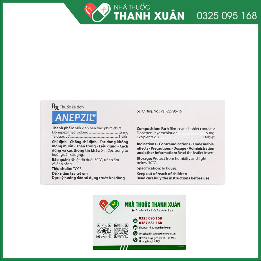 Anepzil điều trị triệu chứng suy giảm trí nhớ