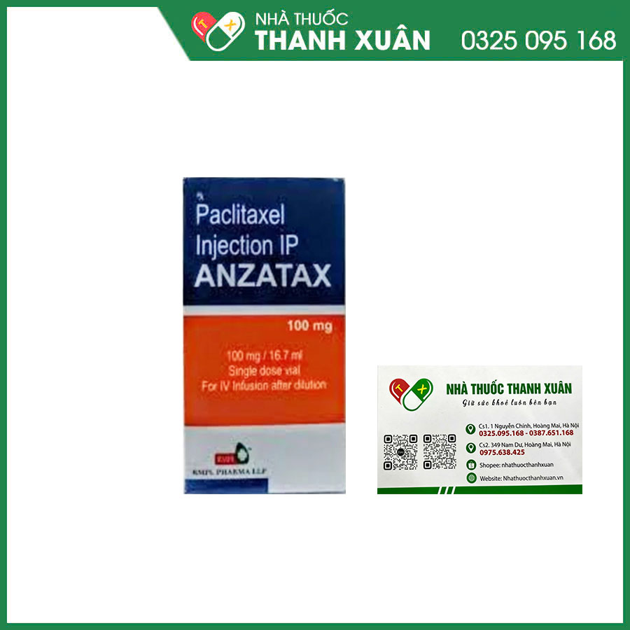 Anzatax 100mg/16,7ml điều trị ung thư buồng trứng, ung thư vú, ung thư phổi, Sarcoma Kaposi (KS) liên quan đến AIDS