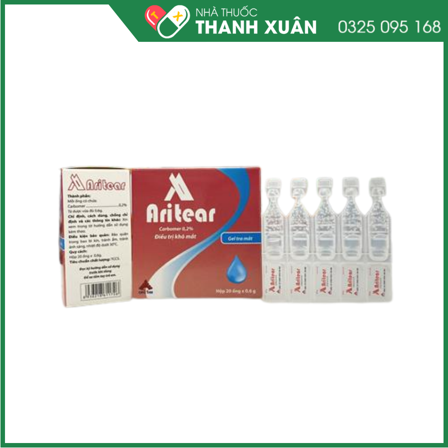 Gel tra mắt Aritear điều trị triệu chứng bệnh khô mắt
