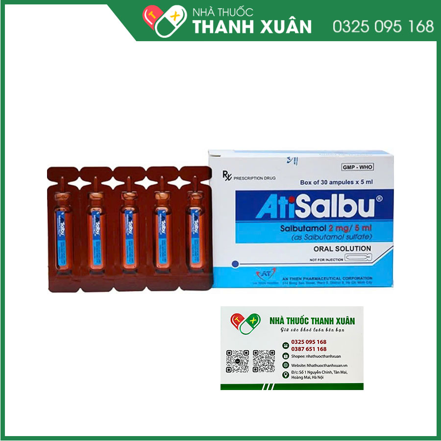 AtiSalbu chỉ định điều trị cơn hen, ngăn cơn co thắt phế quản, điều trị tắc nghẽn đường dẫn khí hồi phục