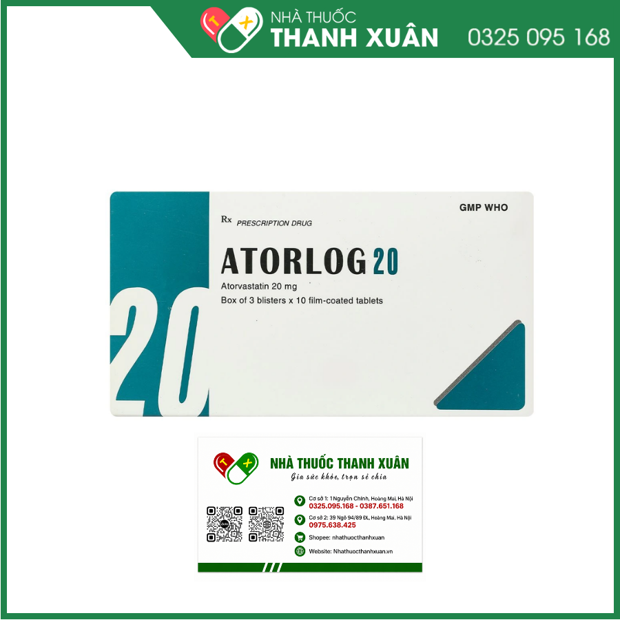 Atorlog 20 điều trị tăng cholesterol toàn phần và LDL-cholesterol