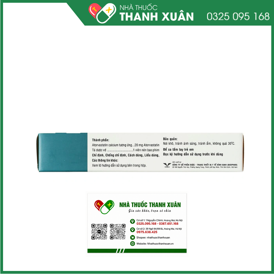 Atorlog 20 điều trị tăng cholesterol toàn phần và LDL-cholesterol