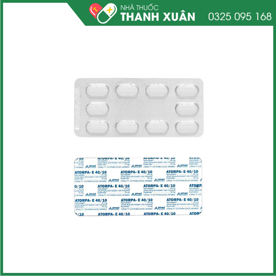 Atorpa-E 40/10 thuốc phòng ngừa bệnh tim mạch và tăng cholesterol máu