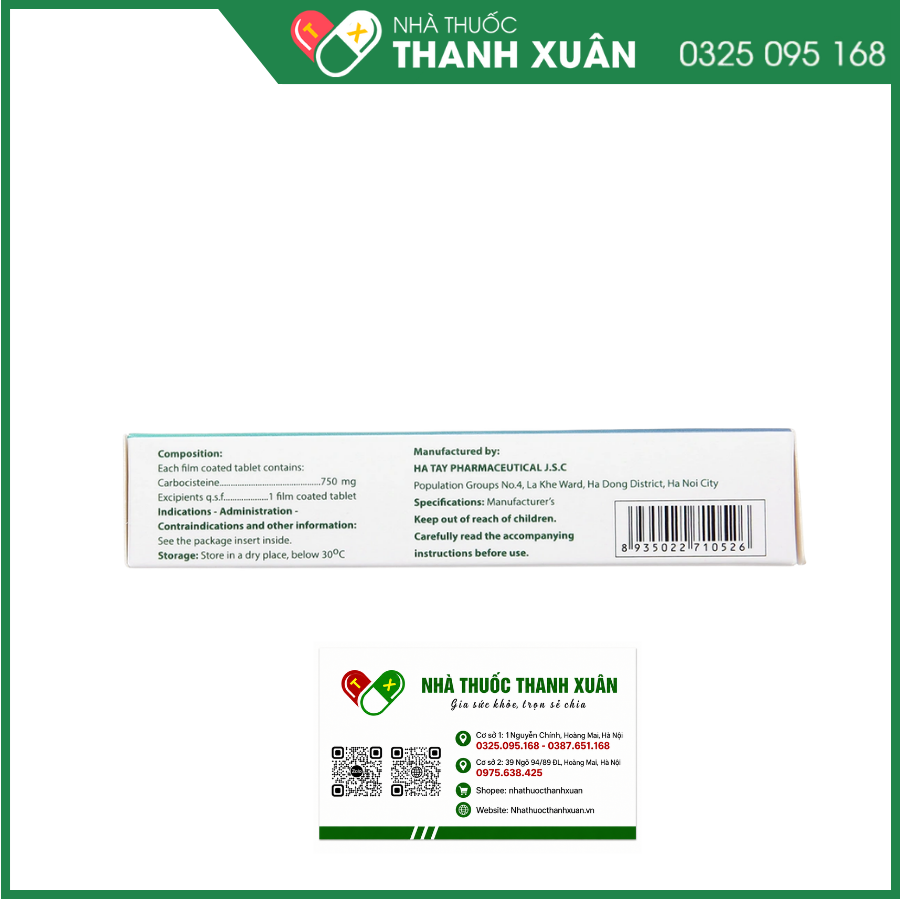 Ausmuco 750V trị hỗ trợ trong các bệnh lý đường hô hấp có tăng tiết chất nhầy
