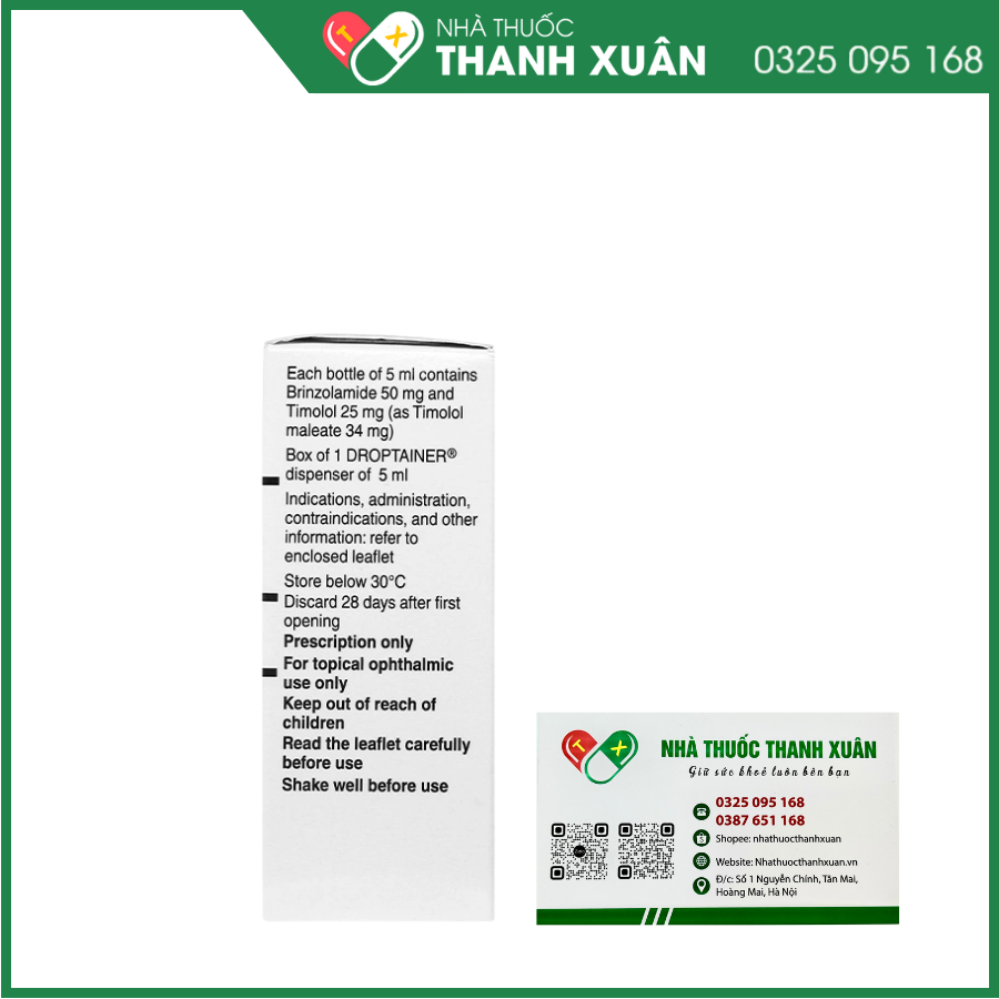 Thuốc nhỏ mắt Azarga Alcon giảm áp lực nội nhãn