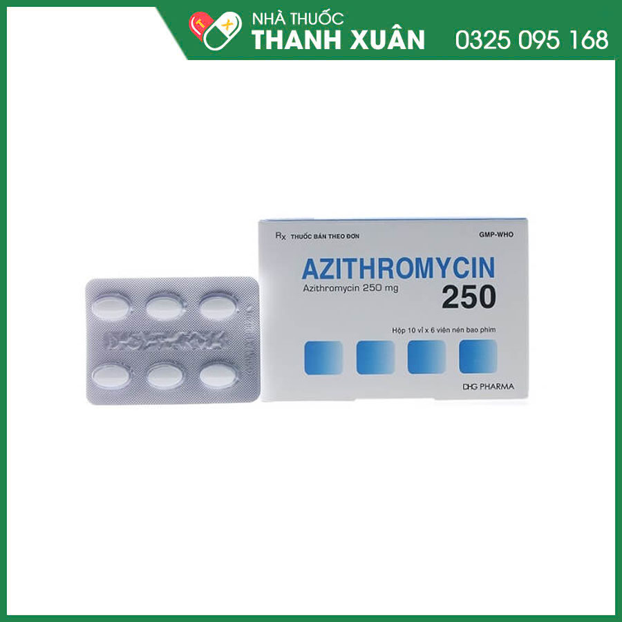 Azithromycin 250 DHG thuốc kháng sinh điều trị nhiễm khuẩn đường hô hấp, da&amp;mô, nhiễm khuẩn đường sinh dục