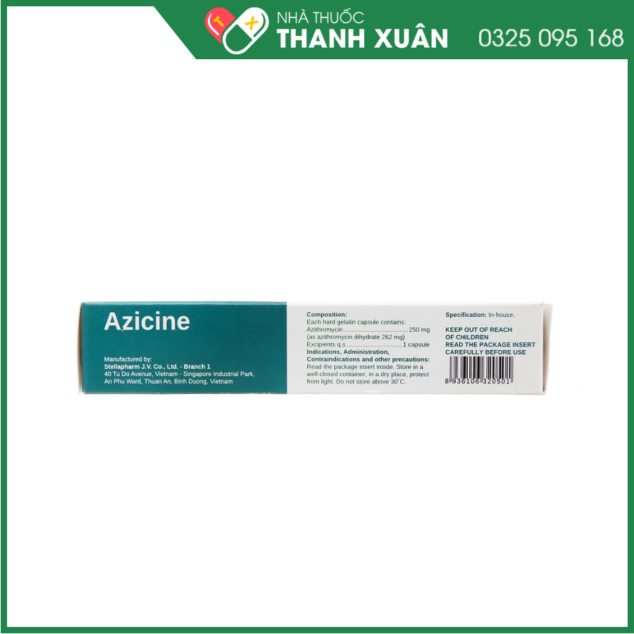 Viên nang cứng Azicine 250mg điều trị nhiễm khuẩn