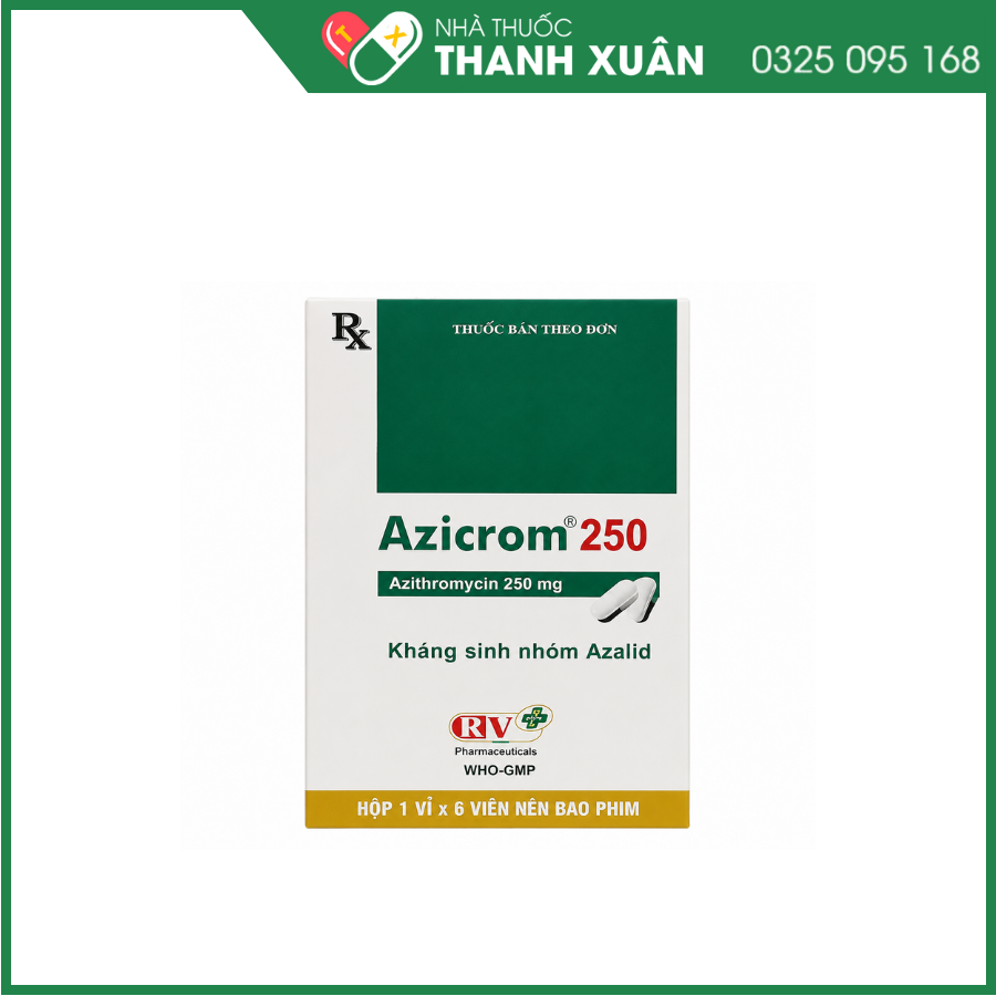 Azicrom 250 điều trị nhiễm khuẩn do vi khuẩn nhạy cảm