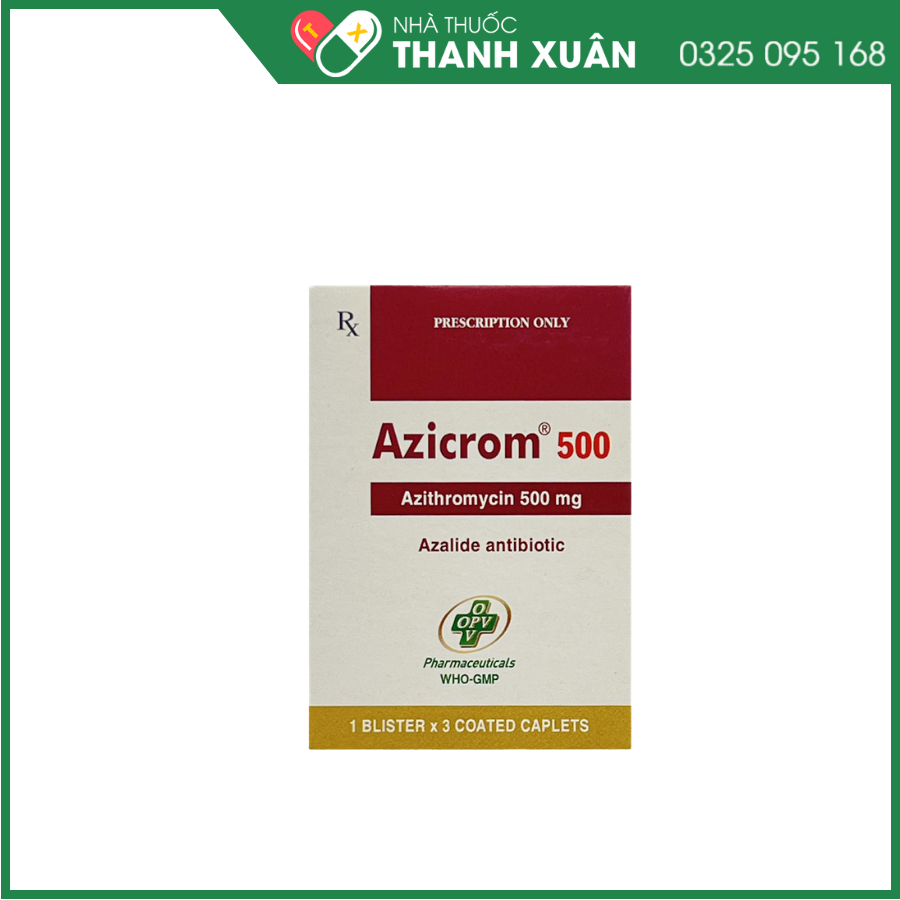 Azicrom 500 điều trị nhiễm khuẩn do vi khuẩn nhạy cảm
