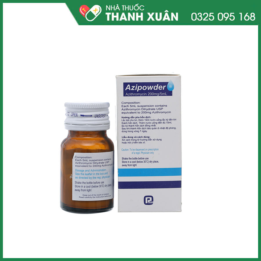 Azipowder thuốc điều trị nhiễm khuẩn đường hô hấp dưới, đường hô hấp trên và đường sinh dục