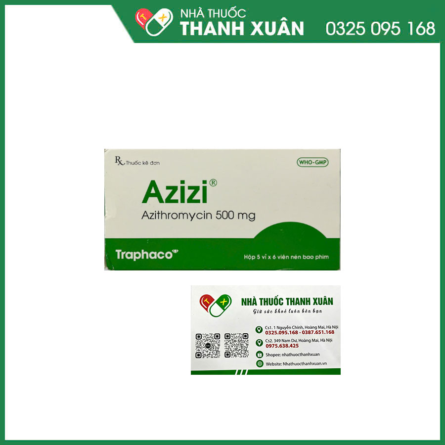 Azizi 500mg thuốc kháng sinh điều trị nhiễm khuẩn hô hấp, da&amp;mô, nhiễm khuẩn sinh dục