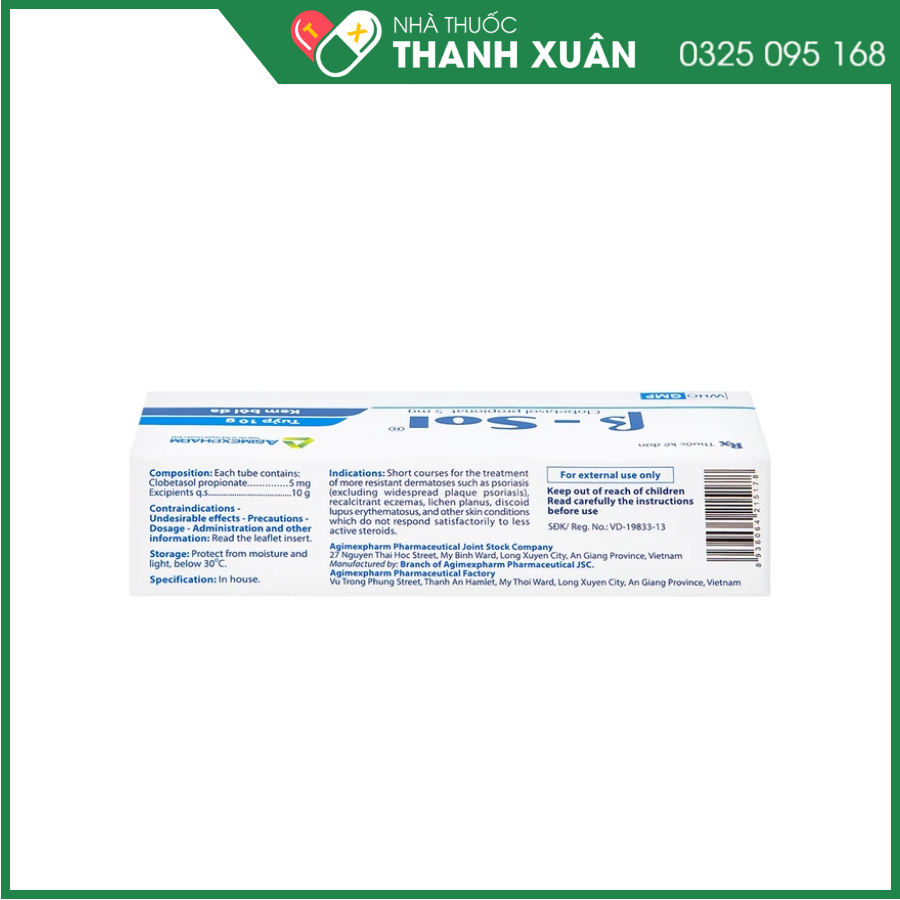 β-sol điều trị ngắn hạn vảy nến, chàm, liken phẳng, lupus ban đỏ hình đĩa