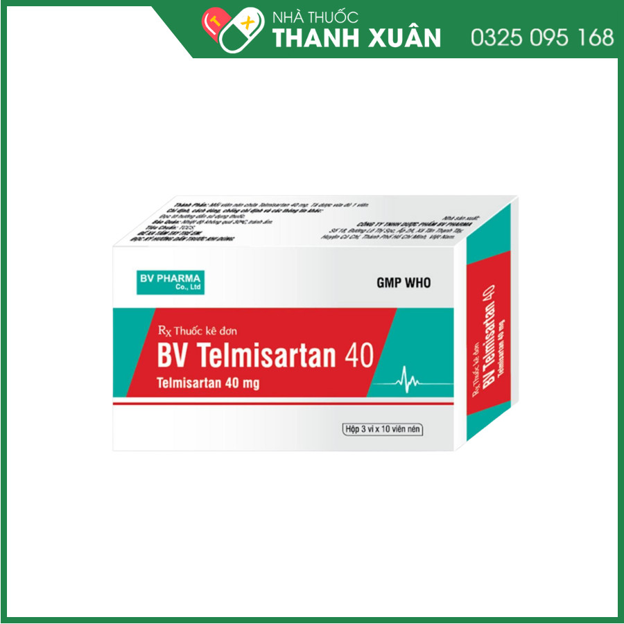 BV Telmisartan 40mg trị tăng huyết áp, phòng ngừa bệnh tim mạch