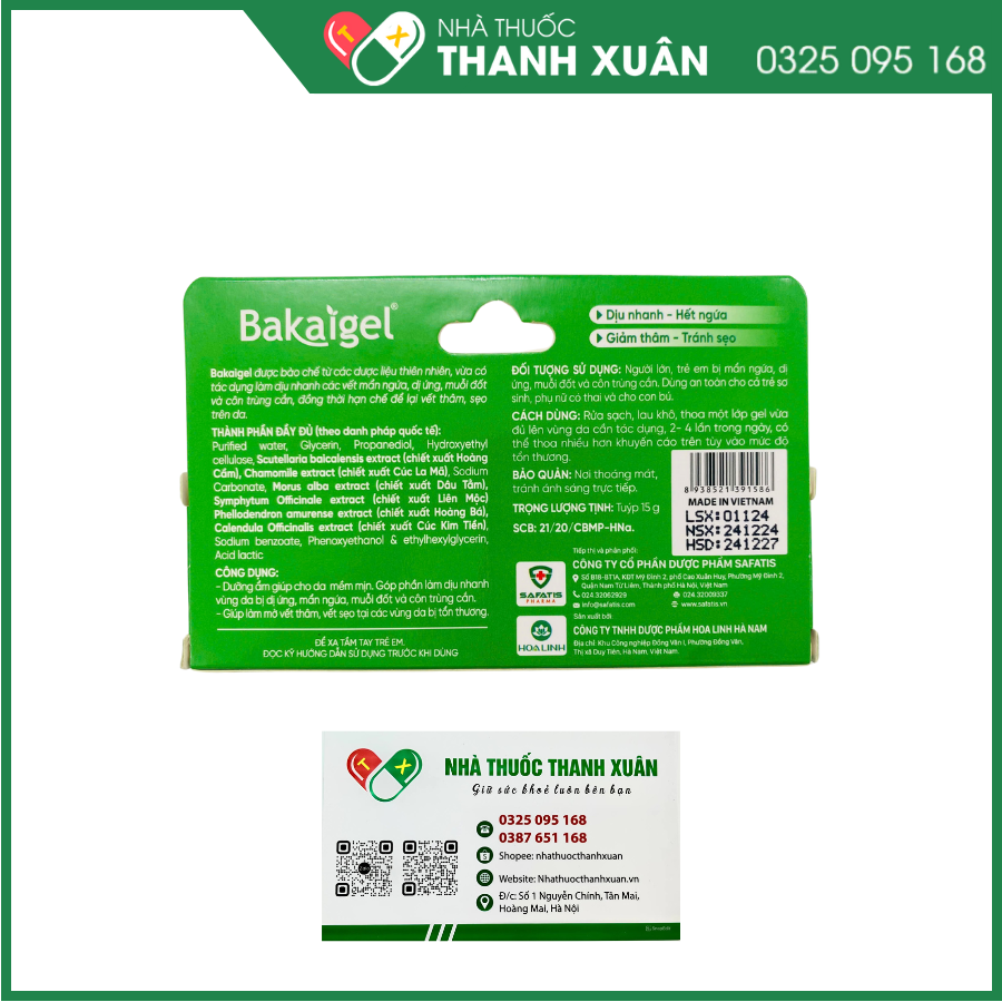 Gel bôi da Bakaigel giảm mẩn ngứa, muỗi đốt, côn trùng cắn
