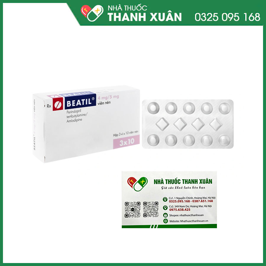 BEATIL 4mg/5mg thuốc điều trị tăng huyết áp vô căn và bệnh mạch vành ổn định