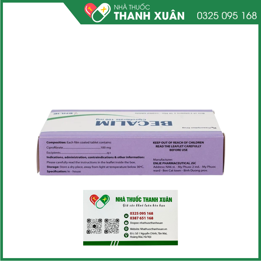 Becalim 100mg điều trị tăng triglycerid, tăng lipid máu