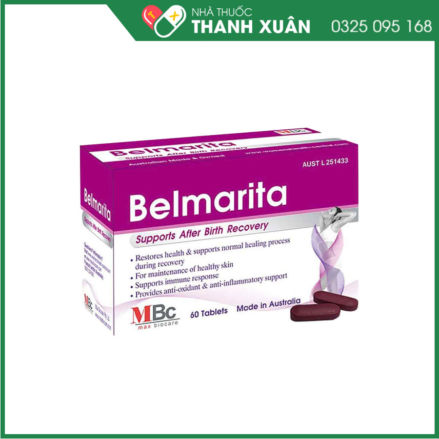 Belmarita giúp  hỗ trợ sức khỏe sau sinh, tăng cường đề kháng, nhanh lành vết thương và chống oxy hoá