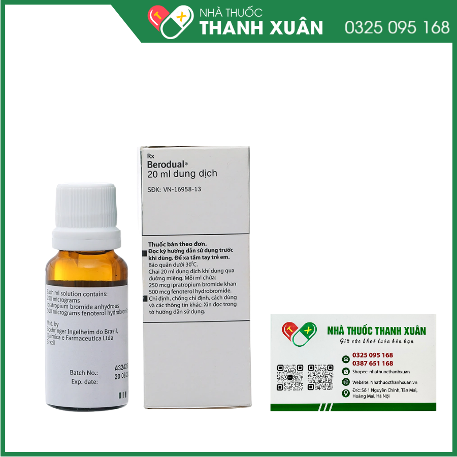 Dung dịch khí dung Berodual điều trị bệnh tắc nghẽn phổi mãn tính chai 20ml