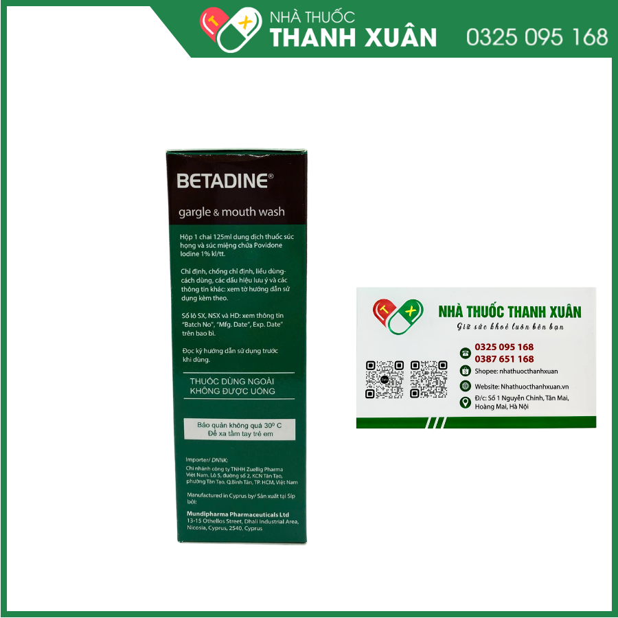 Súc họng Betadine phòng và trị nhiễm khuẩn khoang miệng