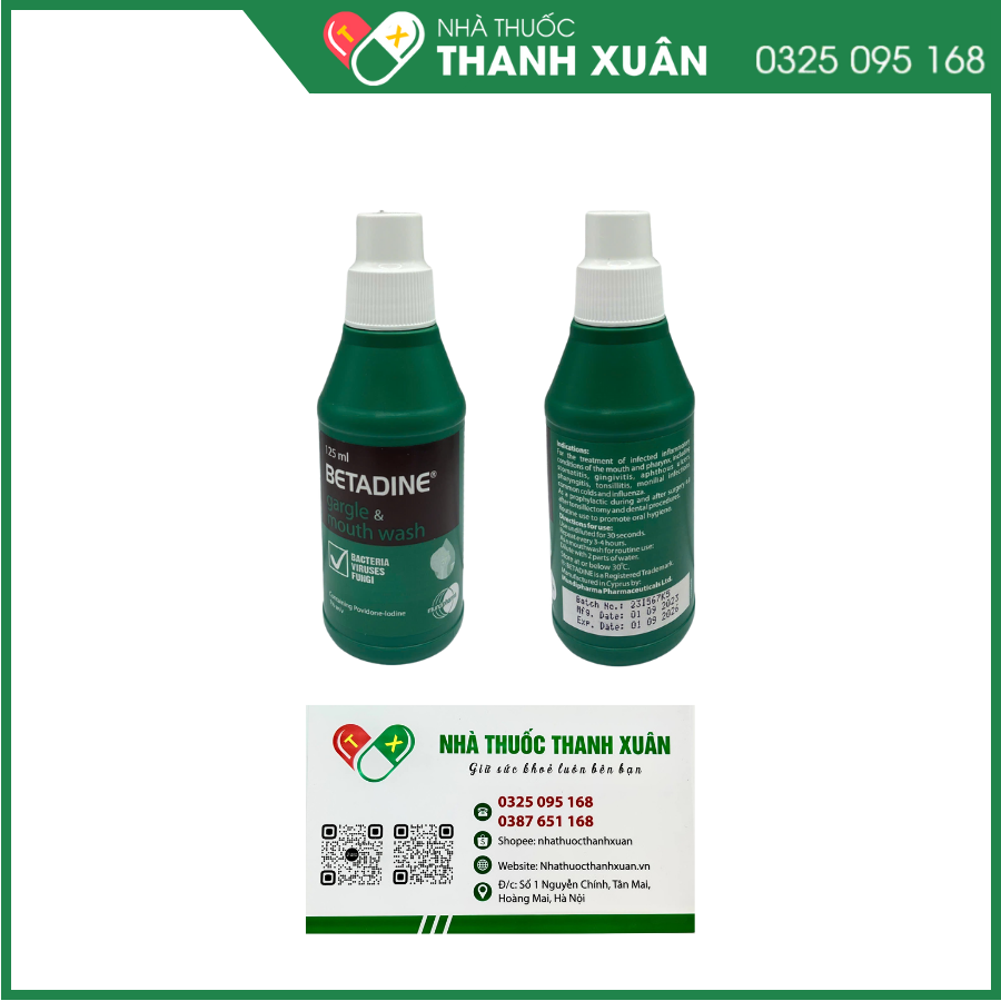 Súc họng Betadine phòng và trị nhiễm khuẩn khoang miệng