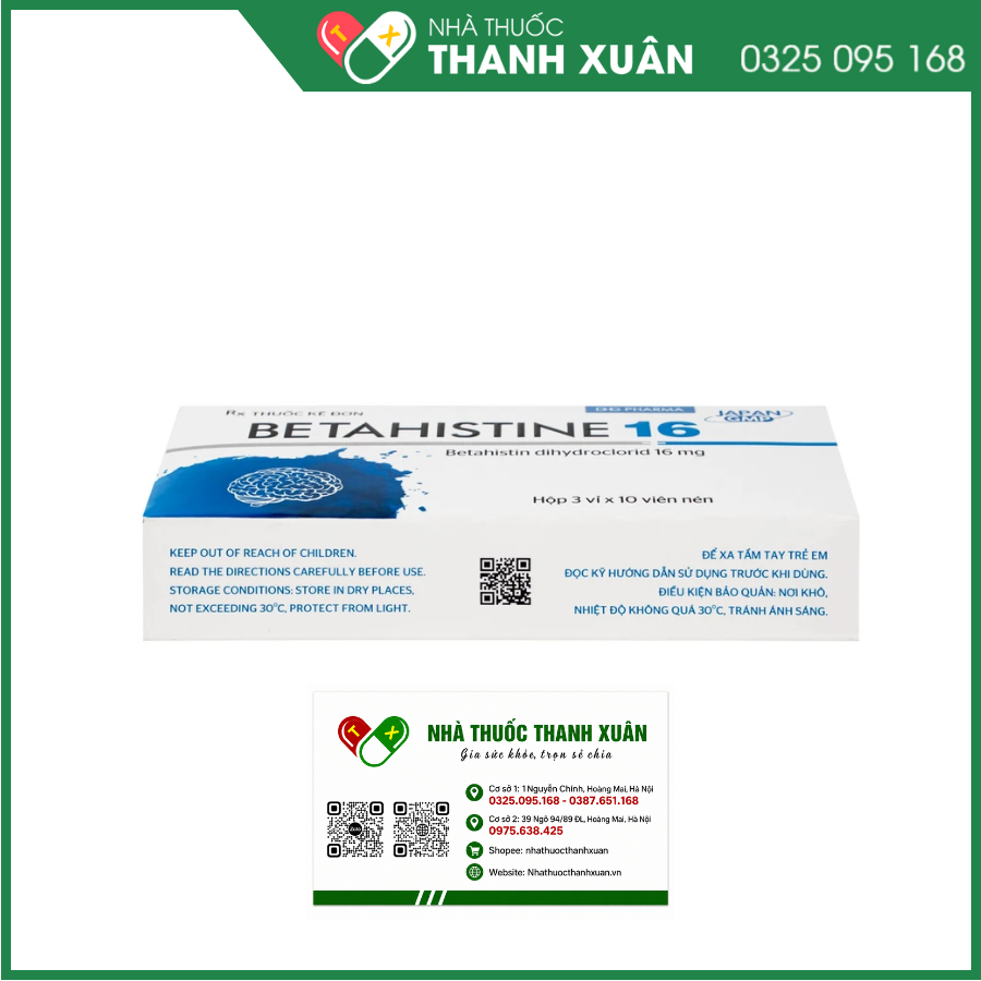 Betahistine 16 DHG điều trị chứng chóng mặt liên quan đến tiền đình