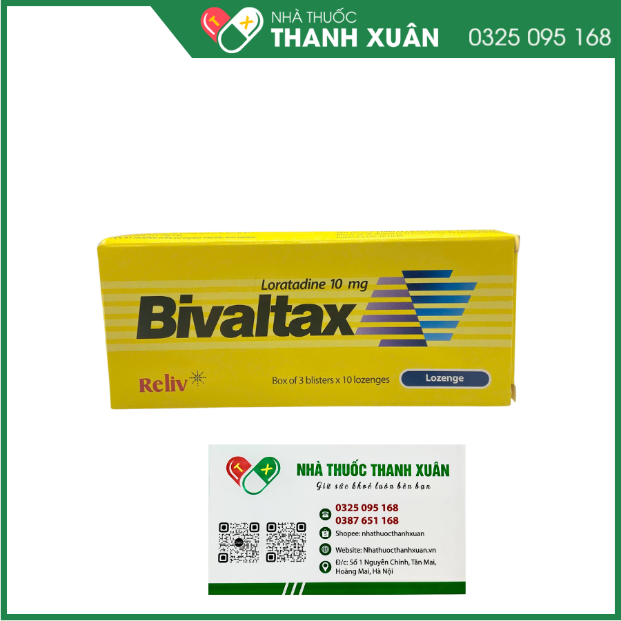 Viên nén ngậm Bivaltax điều trị triệu chứng liên quan đến viêm mũi dị ứng theo mùa, mày đay mạn tính