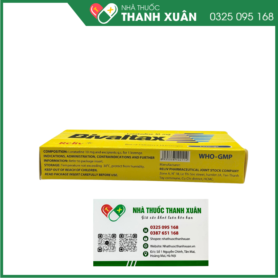 Viên nén ngậm Bivaltax điều trị triệu chứng liên quan đến viêm mũi dị ứng theo mùa, mày đay mạn tính