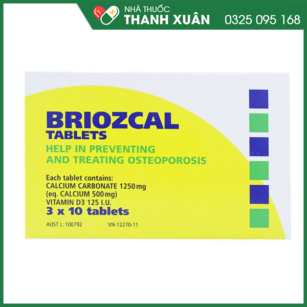 Briozcal dự phòng và điều trị thiếu hụt calci/vitamin D3